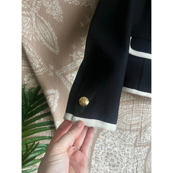 NWT Talbots Military Officer Jacket Gold Buttons Black W/ White Trim Jacket - Picture 5 of 10